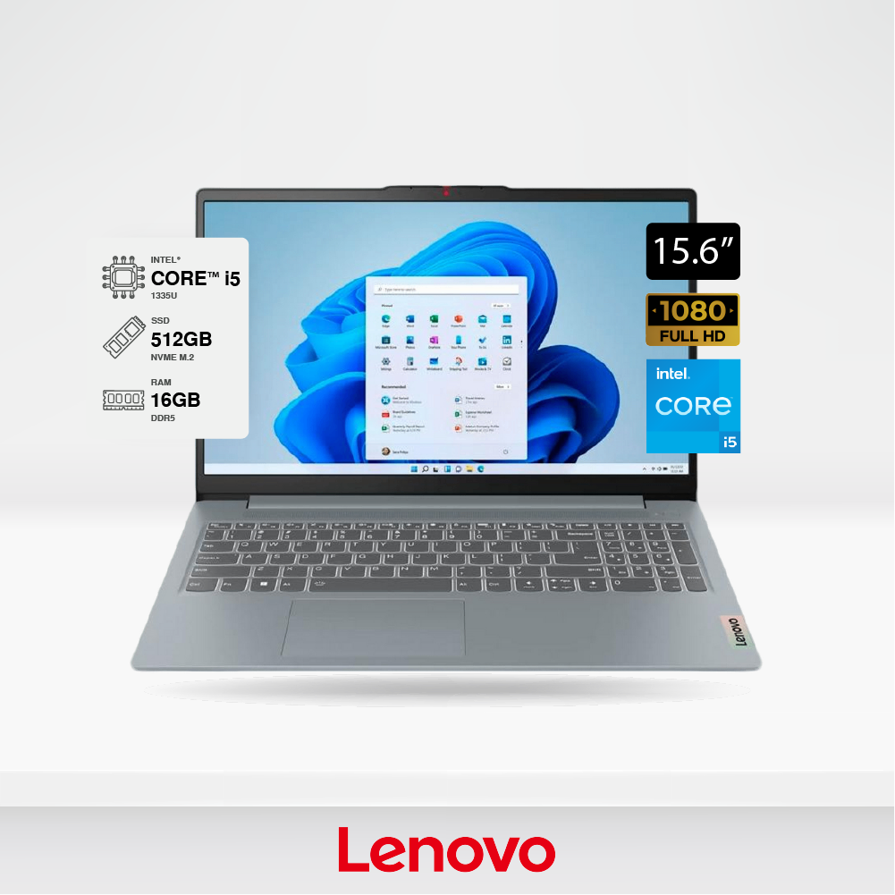 Laptop Lenovo IdeaPad Slim 3, 15.6" FHD, Core i5-1335U, 16GB DDR5, SSD 512GB M.2, FreeDOS, GRIS.