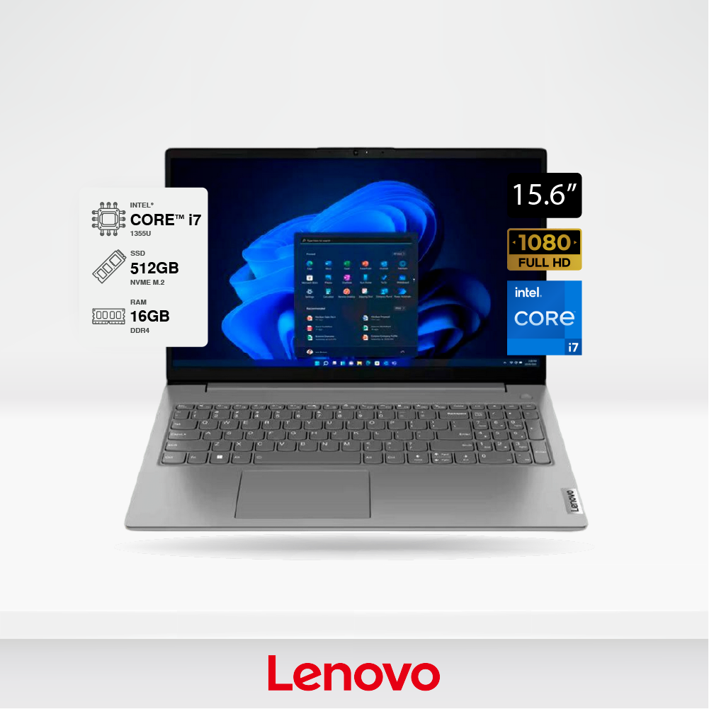 Laptop Lenovo V15 G4 15.6" FHD, Core i7-1355U, 16GB DDR4, SSD 512GB M.2, FreeDOS, Gris.