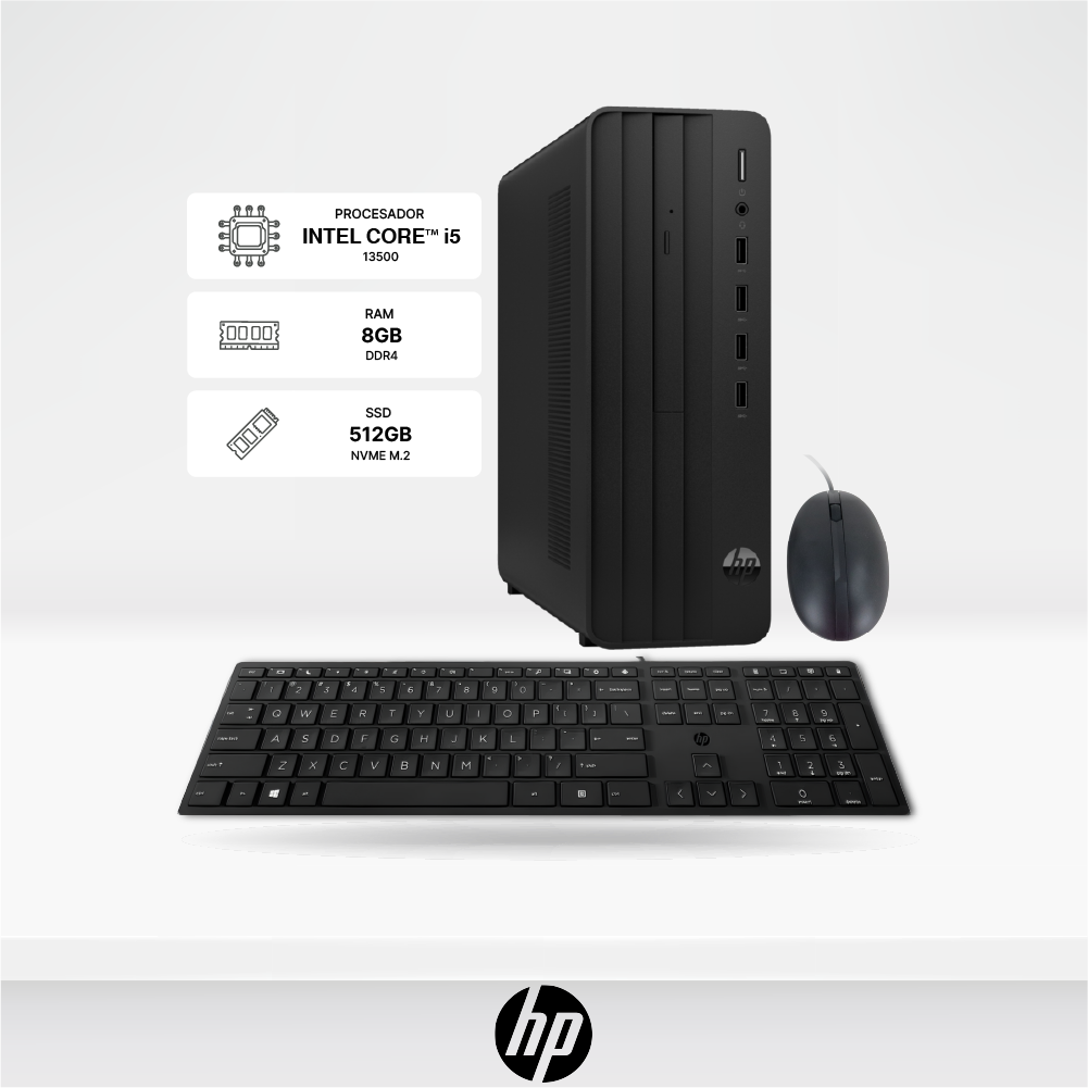 CPU HP Pro 280 G9, Intel i5-13500, 13va, 1.8Hz, 8GB, SSD 512GB, Wi-Fi+Bluetooth, teclado y Mouse, FreeDOS.