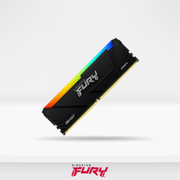 Memoria Kingston Fury Beast RGB BLACK, 16GB DDR4 3200 MHz, PC4-25600, CL16, 1.35V.