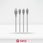 Cable USB Teros TE-70210W, TIPO A - TIPO C/LIGHTNING/MICRO USB, 3.5A, 17.5W Max, Gris