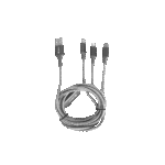 Cable 3 en 1 TEROS TE-70210W, USB-A: a Tipo C/Lightning/Micro USB, 17.5W Max. gris