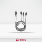 Cable USB Teros TE-70210W, TIPO A - TIPO C/LIGHTNING/MICRO USB, 3.5A, 17.5W Max, Gris