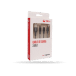 Cable 3 en 1 TEROS TE-70210W, USB-A: a Tipo C/Lightning/Micro USB, 17.5W Max. gris