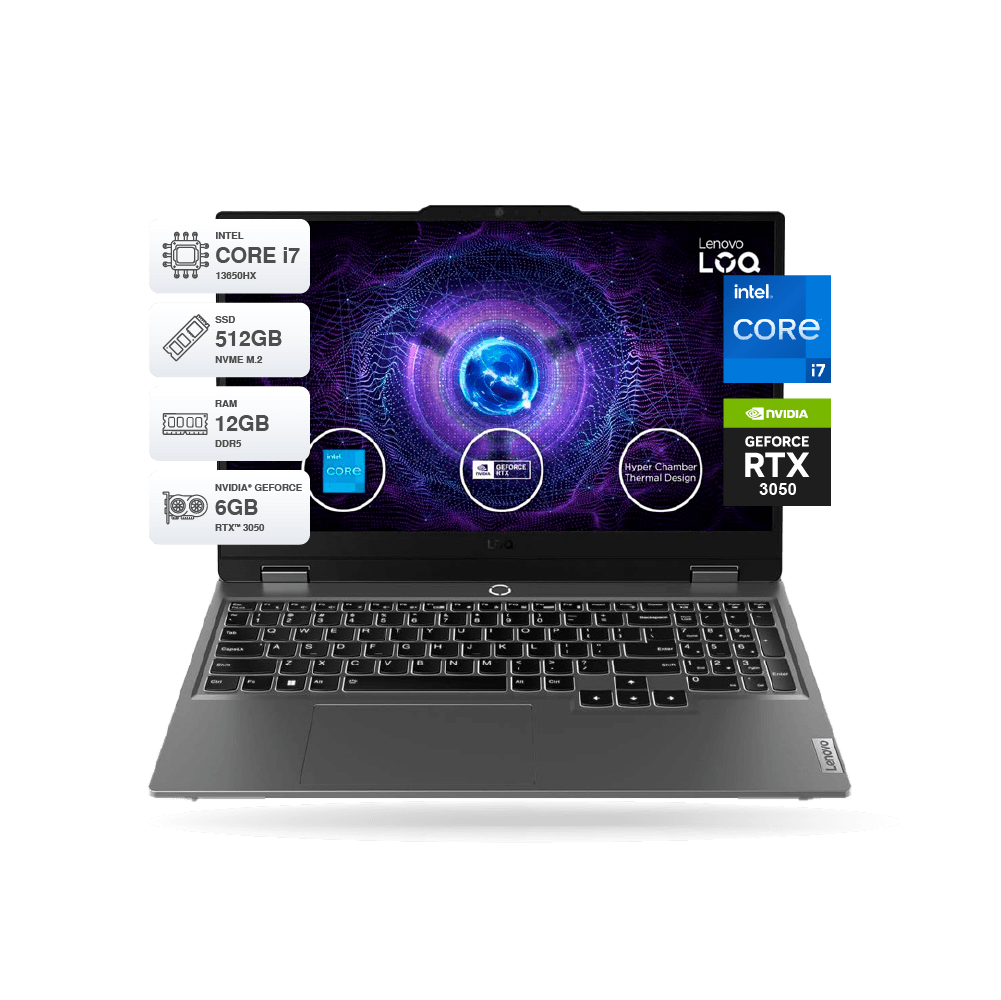 Laptop Lenovo LOQ 15IRX9 15.6" FHD IPS, Core i7-13650HX 12GB DDR5, SSD 512GB M.2, RTX 3050 6GB GDDR6 FreeDos