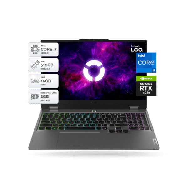 Laptop Lenovo LOQ 15IRX9 15.6" FHD IPS, Core i7-13650HX 16GB DDR5, SSD 512GB M.2, RTX 4050 6GB GDDR6 FreeDos 3 Laptop Lenovo LOQ 15IRX9 15.6" FHD IPS, Core i7-13650HX 16GB DDR5, SSD 512GB M.2, RTX 4050 6GB GDDR6 FreeDos