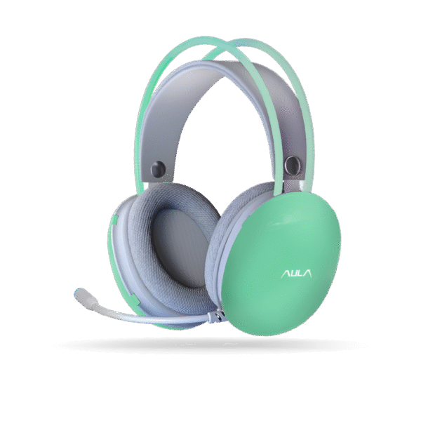 Audífono Aula S505 Stereo Alámbrico USB, Micrófono, Color Cyan RGB, Cable 2.1m