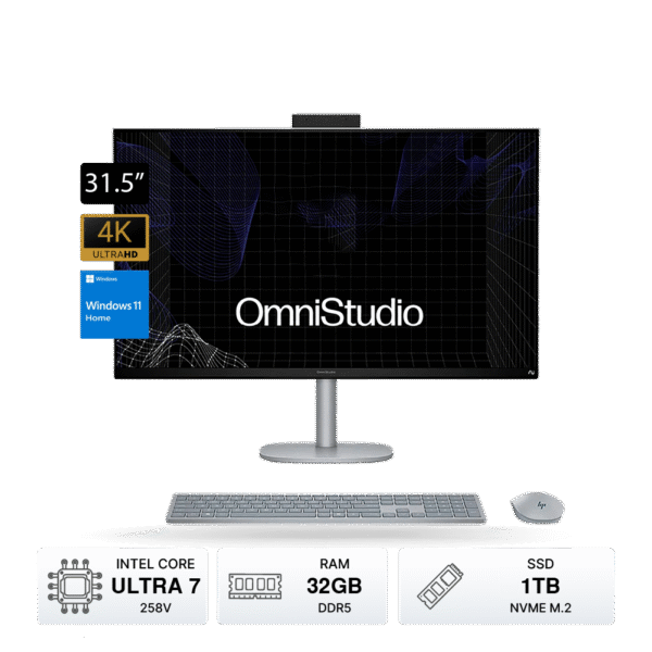 PC AIO HP OmniStudio X 32-c1271la, 31.5" UHD 4K, Core Ultra 7 258V, 32GB DDR5, SSD 1TB, Gris, W11 Home | BM6P2LA