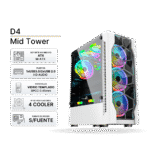 Case Gaming 1ST PLAYER D4 Blanco, ATX, 4 Cololer ARGB, Sin Fuente | D4WH1F5MW3F5SW