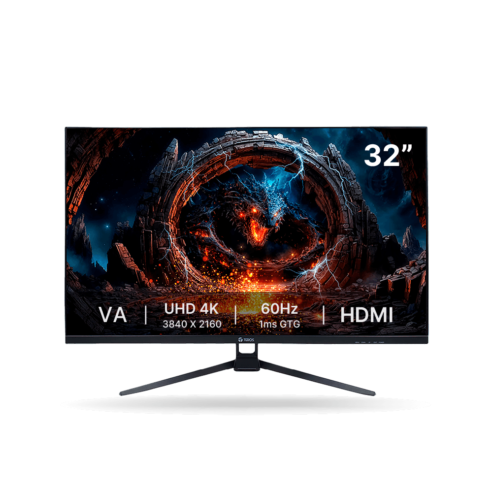 Monitor TEROS TE 3252S 32" 4K UHD, panel VA, 60Hz 1ms, Color Negro, 2 x HDMI, 2 x DP