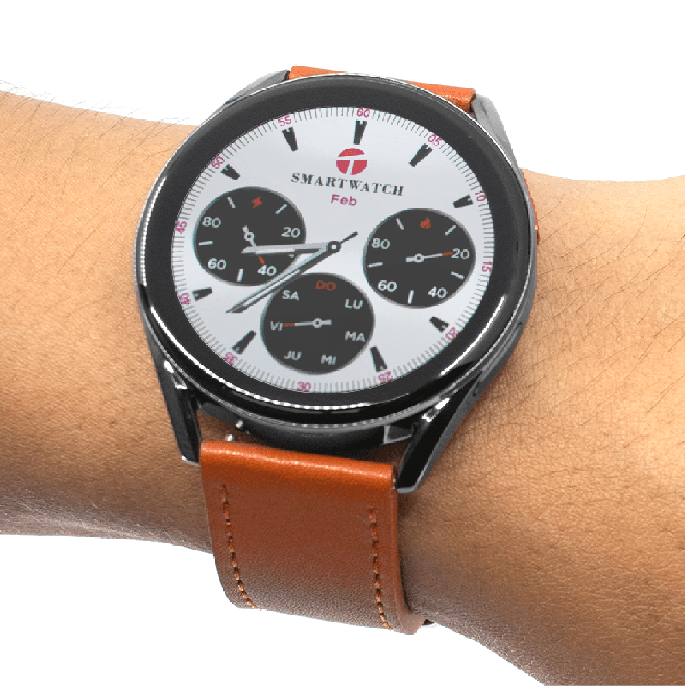 SmartWatch TEROS TE-8081, 1.43" AMOLED, IP68, Bluetooth 5.3, Correa color Marrón