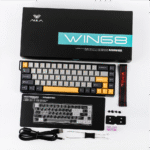 Teclado Mecánico Aula WIN68HE MAX Eng 65%, Gray/Black/Yellow, Switch Magnetico Wingchun