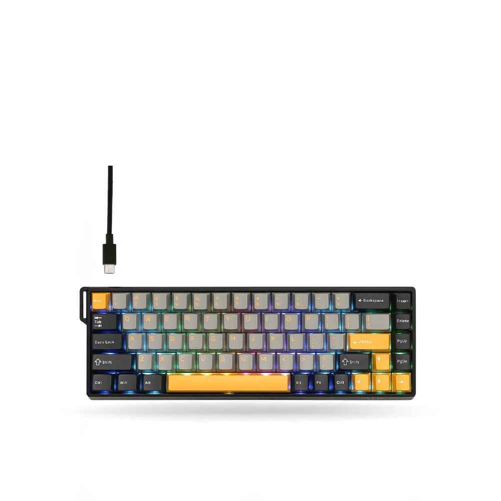 Teclado Mecánico Aula WIN68HE MAX Eng 65%, Gray/Black/Yellow, Switch Magnetico Wingchun
