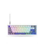 Teclado Mecánico Aula WIN68HE MAX Eng 65%, White/Gray/Purple, Switch Magnetico Wingchun
