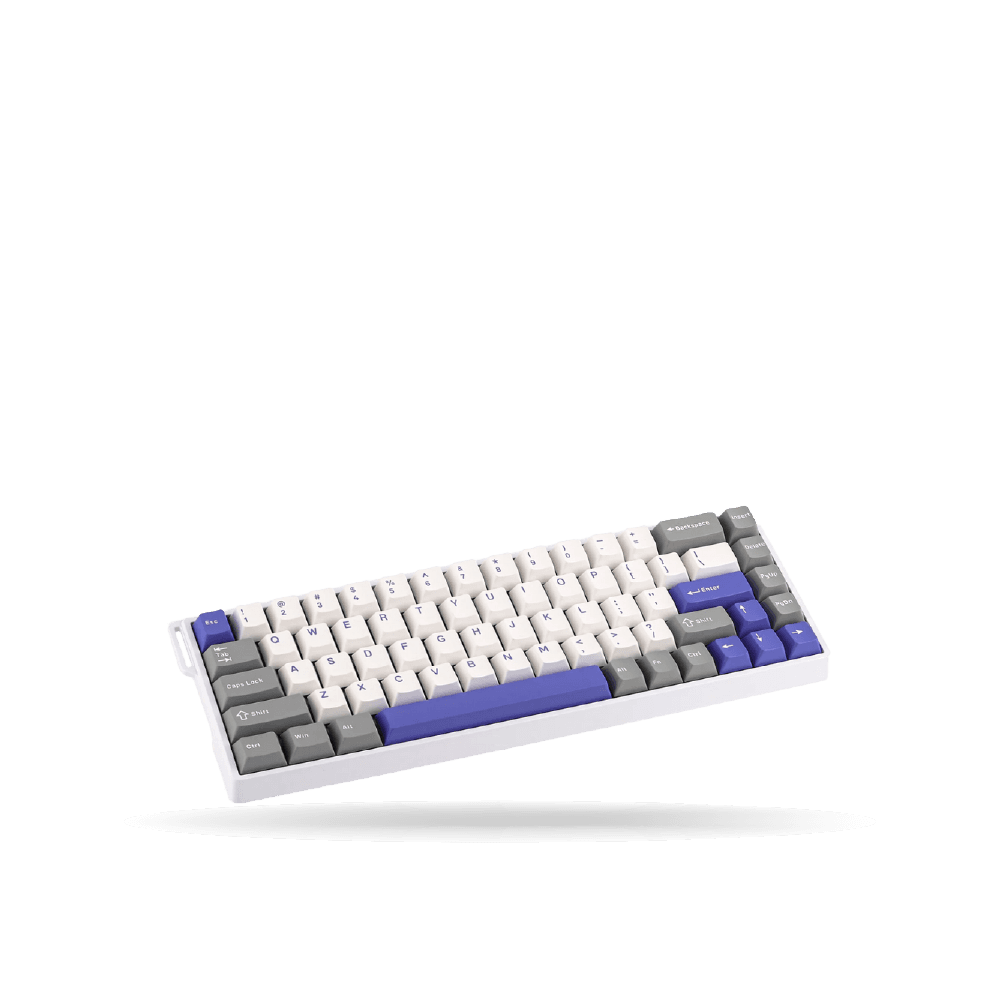 Teclado Mecánico Aula WIN68HE MAX Eng 65%, White/Gray/Purple, Switch Magnetico Wingchun