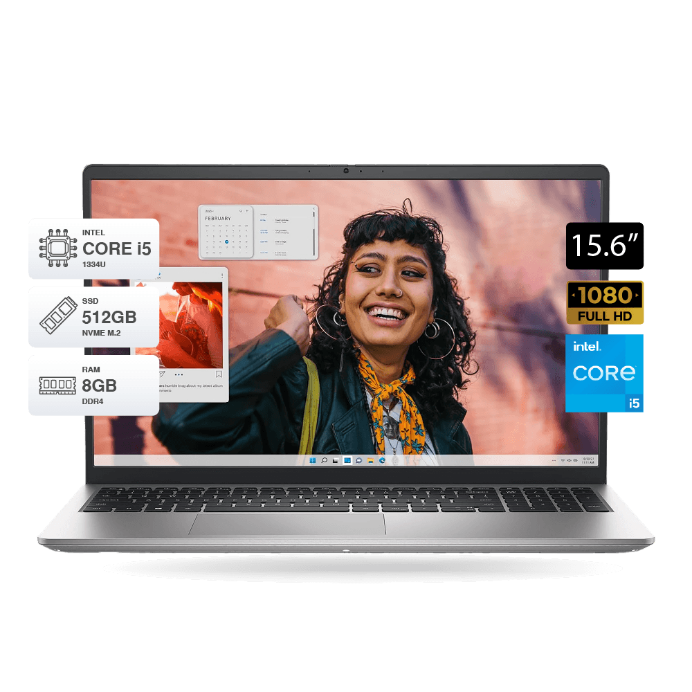 Laptop Dell Inspiron 3530 i5 1334U, 15.6" FHD, RAM 8GB DDR4, SSD 512GB M.2, Silver, FreeDOS | G6P3X