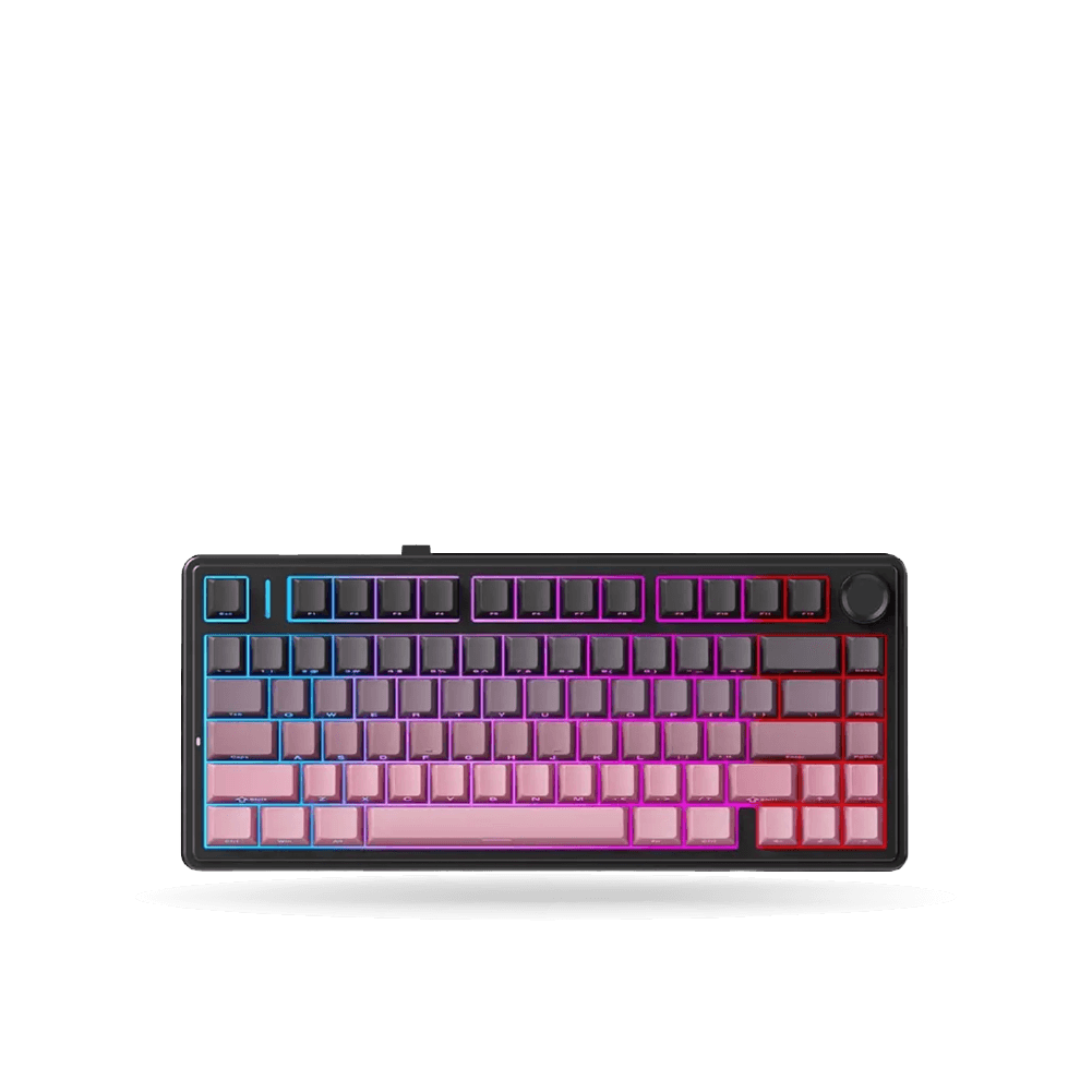 Teclado Mecánico Aula F75, 75% Eng, Black/Pink Gradient, Switch Green, inalambrico y cable
