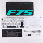 Teclado Mecánico Aula F75, Esp 75%, White/Dark Blue/Light Blue, Switch Green, Wireless y Cable