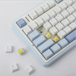 Teclado Mecánico Aula F75 MAX, Eng 75%, White/Blue/Dark Blue, Switch Green, inalambrico y cable