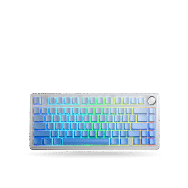 Teclado Mecánico Aula F75, Eng 75%, White/Blue Degraded, Switch Green, inalambrico y cable