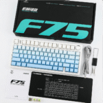Teclado Mecánico Aula F75, Eng 75%, White/Blue Degraded, Switch Green, inalambrico y cable