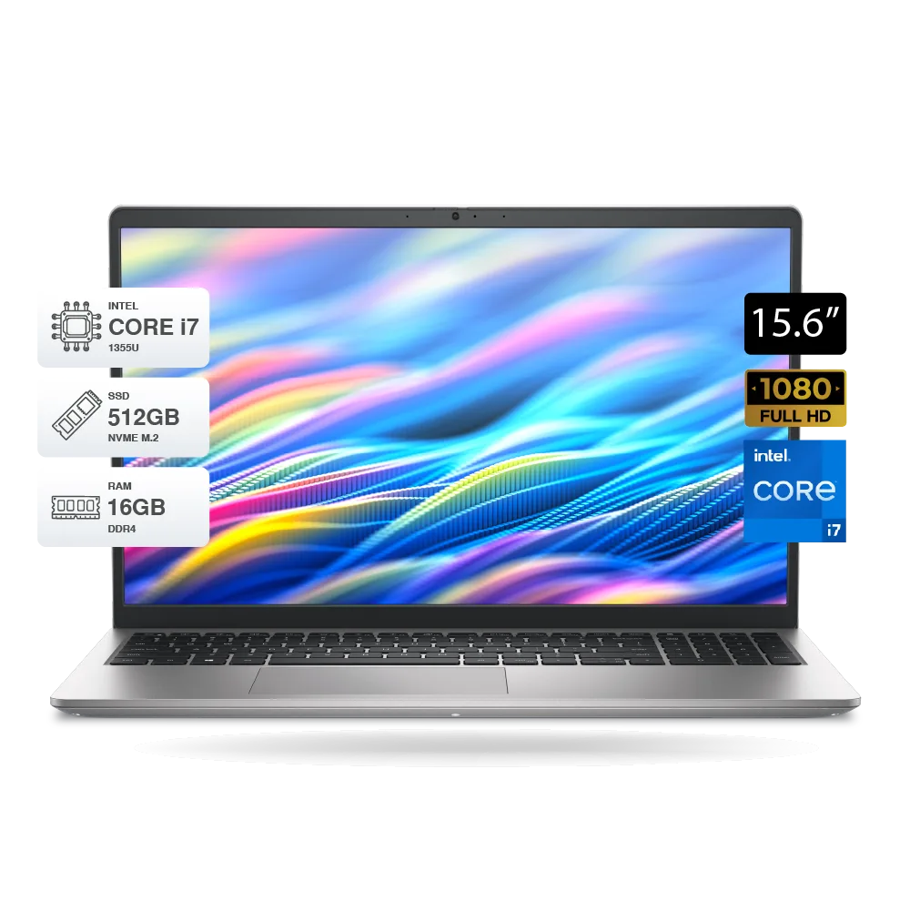 Laptop Dell DC15250 i7 1355U, 15.6" FHD, RAM 16GB DDR4, SSD 512GB M.2, Silver, FreeDos | 3XHY0