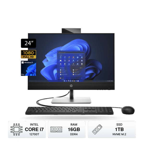 PC AIO HP ProOne 440 G9 24" FHD i7 12700T, RAM 16GB DDR4, SSD 1TB M.2, Windows 11 Pro, Teclado y Mouse | 700J7LS