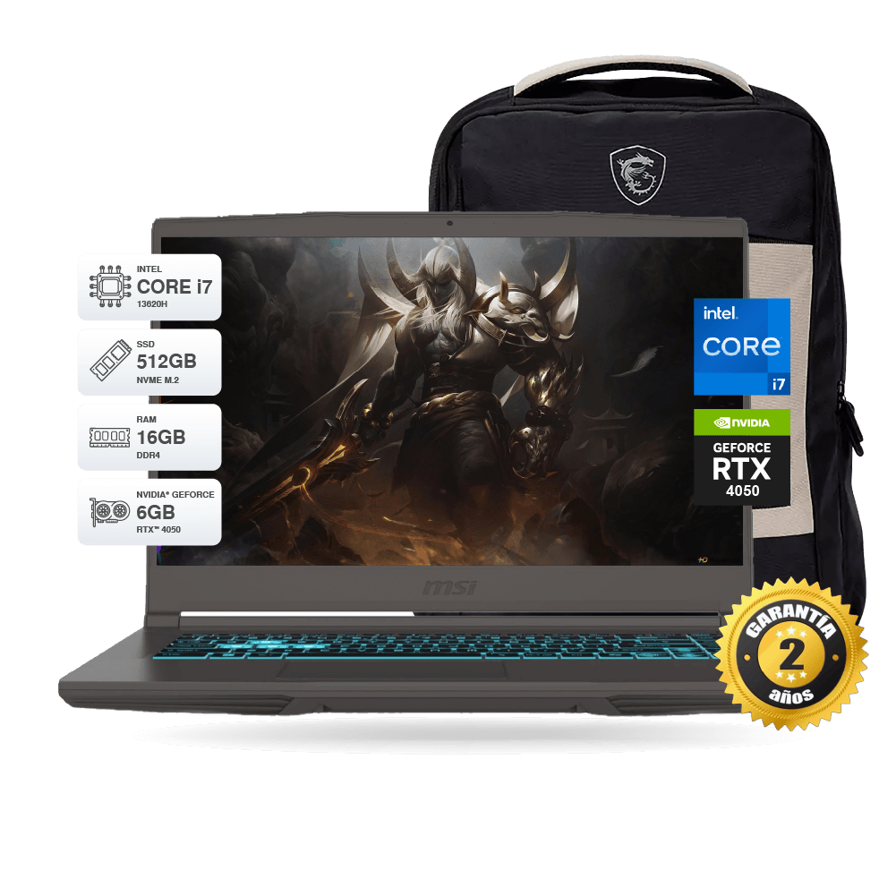 Laptop MSI Thin 15 B13VE 15.6" FHD 144Hz, Core i7 13620H, RAM 16GB DDR4, SSD M.2 512GB, RTX 4050 6GB GDDR6, FreeDos + Mochila MSI | B13VE-3264XPE