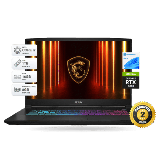 Laptop MSI Katana B14WFK 17" FHD 240Hz, Core i7 14650HX, RAM 16GB DDR5, SSD M.2 1TB, RTX 5060 8GB GDDR7, Windows 11 Home | B14WFK-091PE