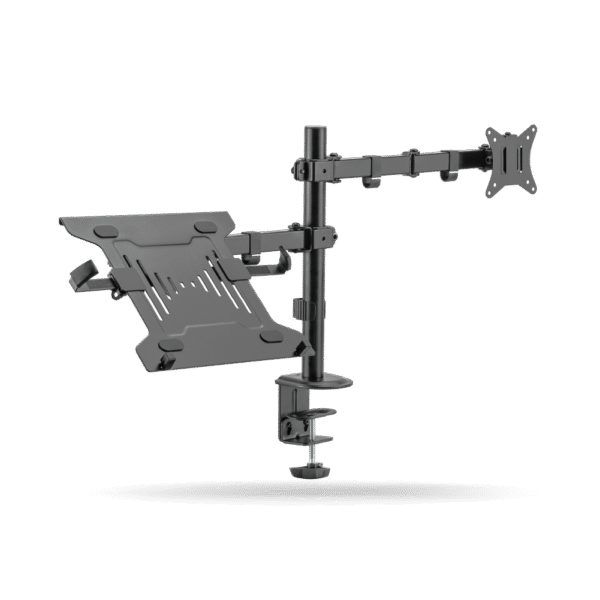 Rack Koreano Fijo Pivotable para monitor 17" a 35" hasta 9kg y laptop de 10" a 17" hasta 4kg, Acero Inoxidable | KE32-ML