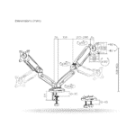 Rack Koreano Fijo Pivotable para 2 monitores 17" a 32" de 2 a 9 kg por brazo, Acero Inoxidable, Negro | KE-C024E