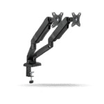 Rack Koreano Fijo Pivotable para 2 monitores 17" a 32" de 2 a 9 kg por brazo, Acero Inoxidable, Negro | KE-C024E