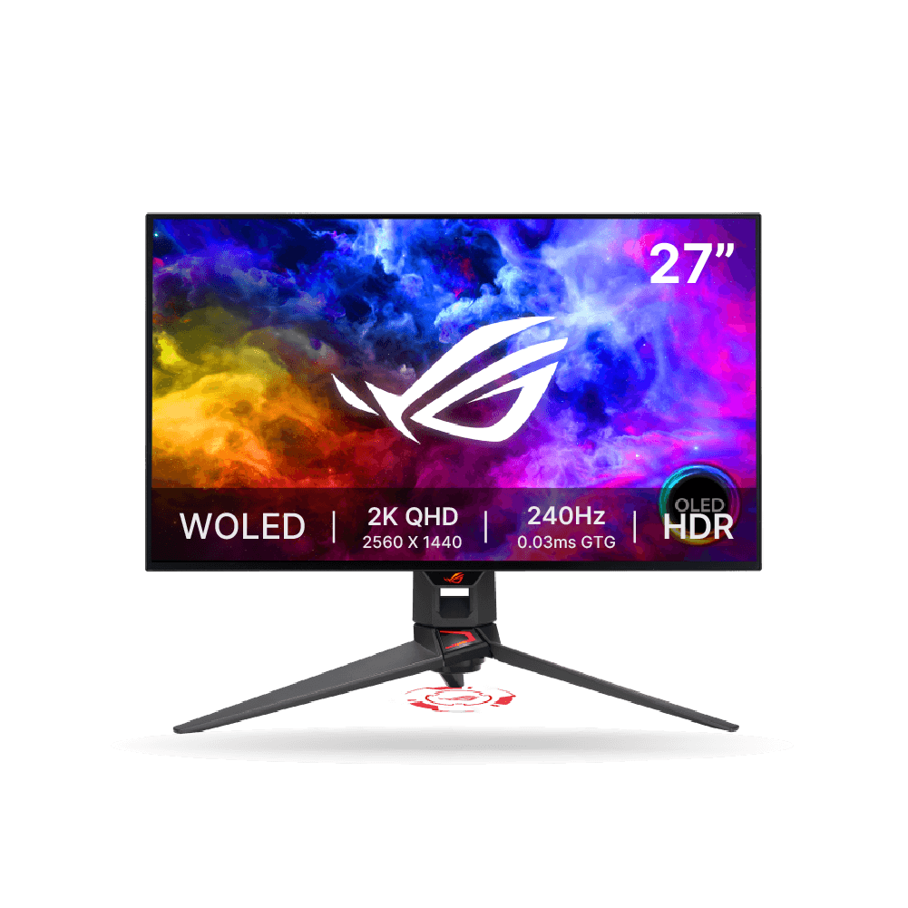 Monitor Gamer Asus ROG Swift OLED PG27AQDM-R, 27" OLED 2K Quad HD, 135% sRGB, 240Hz 0.03ms GTG, Pivot, 1xDP, 2xHDMI | PG27AQDM