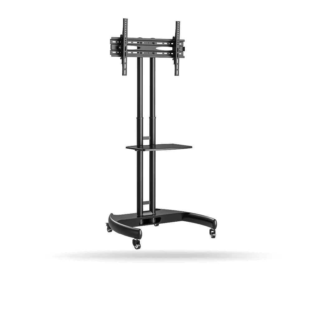 Soporte pedestal Koreano movil, Inclinable, para pantallas de 32" a 75" hasta 50kg, Acero Inoxidable, Negro | SP-6040