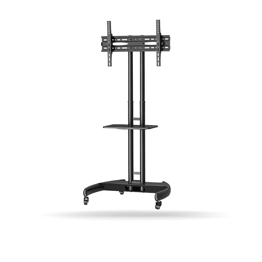Soporte pedestal Koreano movil, Inclinable, para pantallas de 32" a 75" hasta 50kg, Acero Inoxidable, Negro | SP-6040