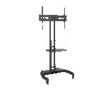 Soporte pedestal Koreano movil, Pivotable, para pantallas de 32" a 75" hasta 50kg, Acero Inoxidable, Negro | SP90-6040