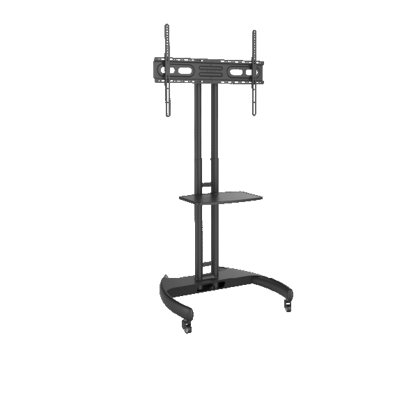 Soporte pedestal Koreano movil, Pivotable, para pantallas de 32" a 75" hasta 50kg, Acero Inoxidable, Negro | SP90-6040