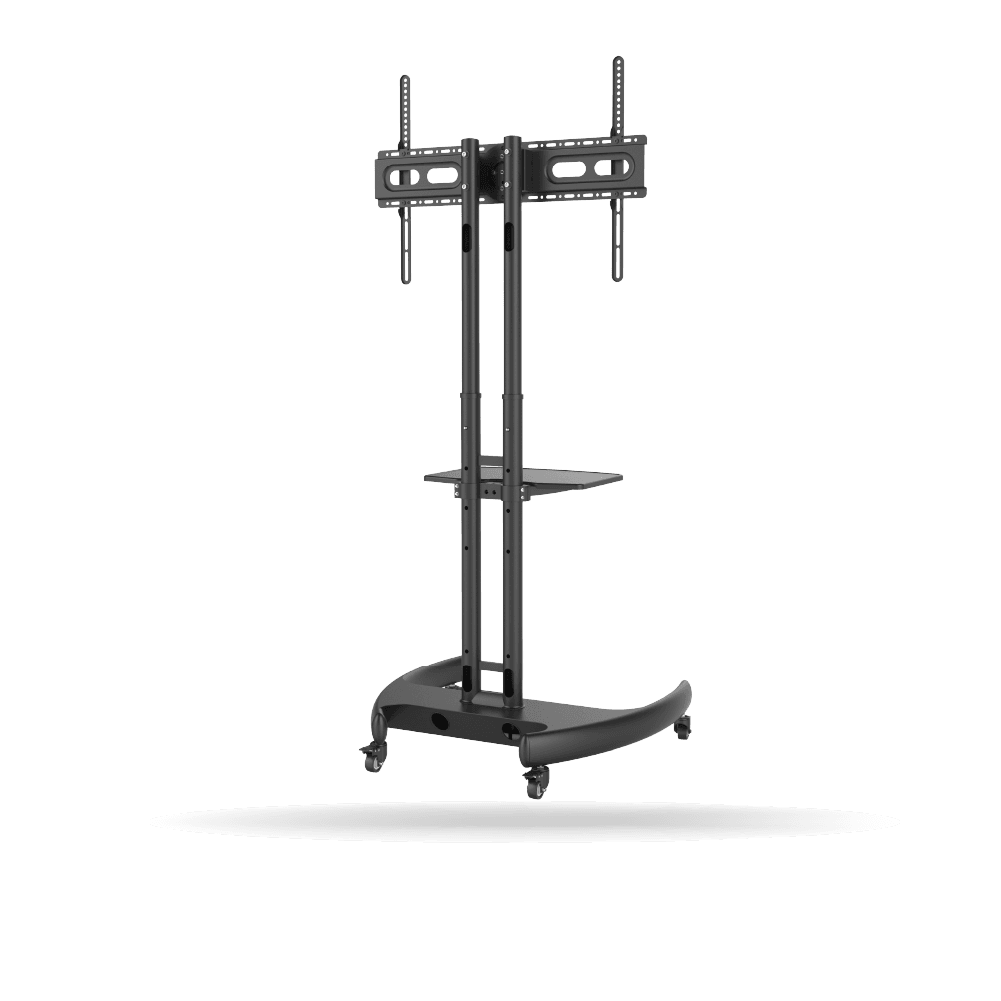 Soporte pedestal Koreano movil, Pivotable, para pantallas de 32" a 75" hasta 50kg, Acero Inoxidable, Negro | SP90-6040