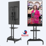 Soporte pedestal Koreano movil, Pivotable, para pantallas de 32" a 75" hasta 50kg, Acero Inoxidable, Negro | SP90-6040