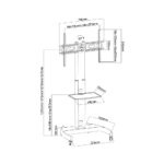 Soporte pedestal Koreano movil, Pivotable, para pantallas de 32" a 75" hasta 50kg, Acero Inoxidable, Negro | SP90-6040