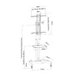 Soporte pedestal Koreano movil, Pivotable, para pantallas de 32" a 75" hasta 50kg, Acero Inoxidable, Negro | SP90-6040