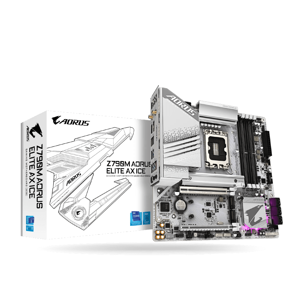 Placa Gigabyte Z790M Aorus Elite AX ICE, mATX, intel LGA 1700, WiFi, Bluetooth, 4x DDR5 Hasta 256GB, 1x HDMI, 1x DP | Z790M-A-ELITE-AX-ICE