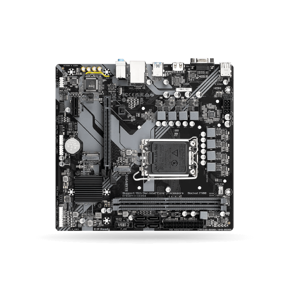 Placa Madre Gigabyte B760M H DDR4, M-ATX, LGA 1700, 2x DDR4 Hasta 96GB, HDMI, RJ45 | B760M-H-DDR4