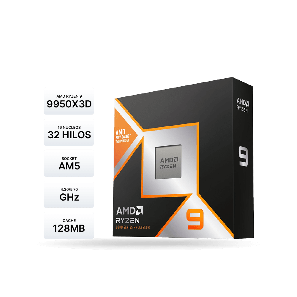 Procesador AMD Ryzen 9 9950X3D 4.30 / 5.70 GHz, AM5, 128MB L3 Cache, 16-Cores, 4nm, TDP 170W