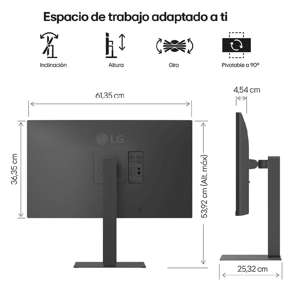 Monitor LG 27U730A-B 27", IPS UHD 4K, UltraFine PIVOTE, 125% de sRGB, 2x HDMI, 1x USB-C, 1x DP, 2x USB | 27U730A-B