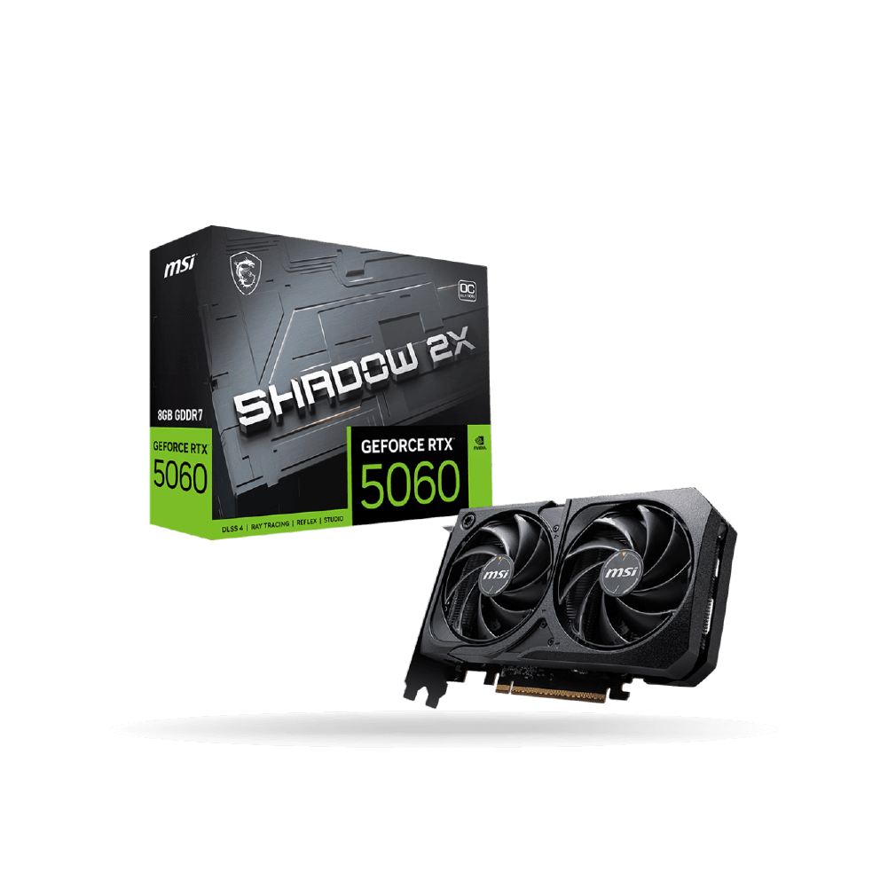 Tarjeta de Video MSI GeForce RTX 5060 8G SHADOW 2X OC, FANx2, 3xDP, 1xHDMI | 912-V537-038
