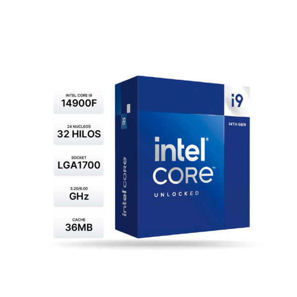 Procesador Intel Core i9-14900F 3.20/6.00GHz, 36 MB Caché, 24 Core, LGA1700, 125W/253W