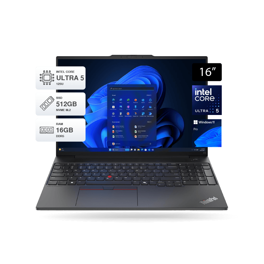 Laptop Lenovo ThinkPad E16 Gen 2 21MB0010LM 16" - WUXGA - Intel Core Ultra 5 125U - 16GB - 512GB SSD - 1920 x 1200 - Windows 11 Pro