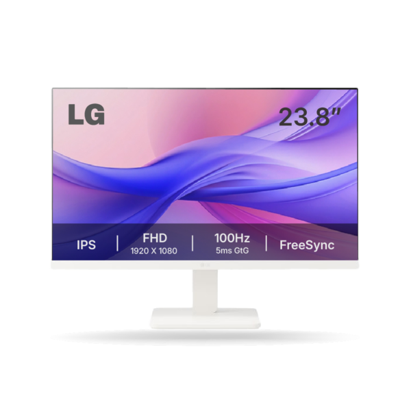 Monitor LG 24MR400-W 23.8″, Blanco, FHD IPS, 100Hz, 5ms, Anti reflejante, 1x HDMI, 1x VGA | 24MR400-W