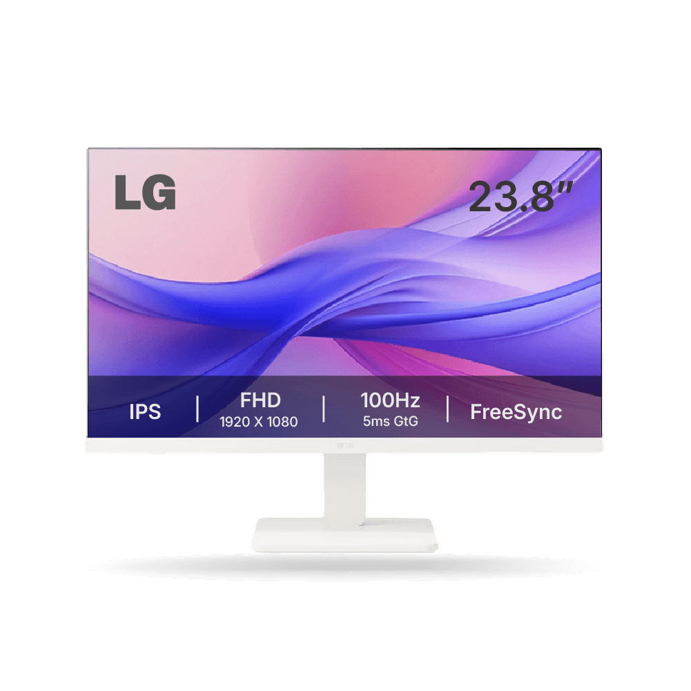 Monitor LG 24MR400-W 23.8″, Blanco, FHD IPS, 100Hz, 5ms, Anti reflejante, 1x HDMI, 1x VGA | 24MR400-W